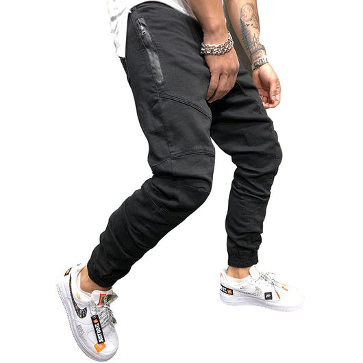 Pantalones de trabajo multibolsillo color sólido para hombre - Image 3