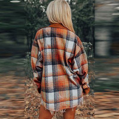 Chaqueta Camisera Patchwork de Pana para Mujer - Otoño e Invierno - Image 4