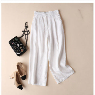 Pantalones Anchos de Algodón y Lino para Mujer - Casual y Elegante - Image 16