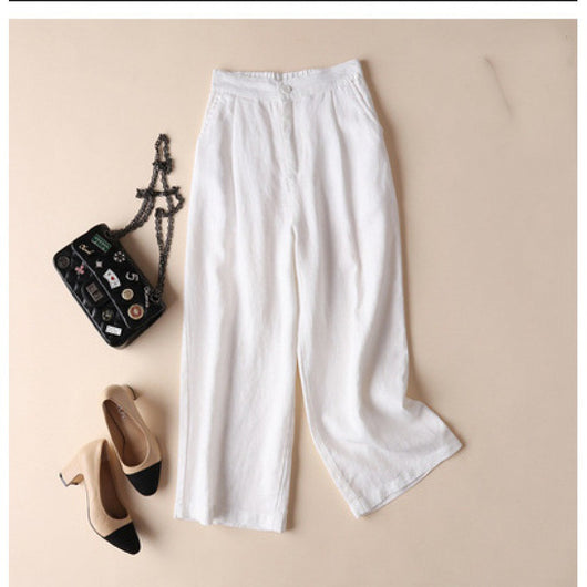 Pantalones Anchos de Algodón y Lino para Mujer - Casual y Elegante - Image 16