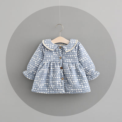 Vestido Infantil Otoño Invierno Princesa Coreana con Lunares y Cashmira - Image 6