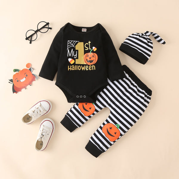 Conjunto de Pijama Infantil Estampado Manga Larga - Diseño Calabaza