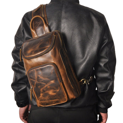 Bolsa de Pecho Retro en Cuero Crazy Horse Premium para Hombre - Image 26