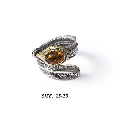 Anillo de Plata Esterlina con Cristal en Forma de Pluma - Image 11
