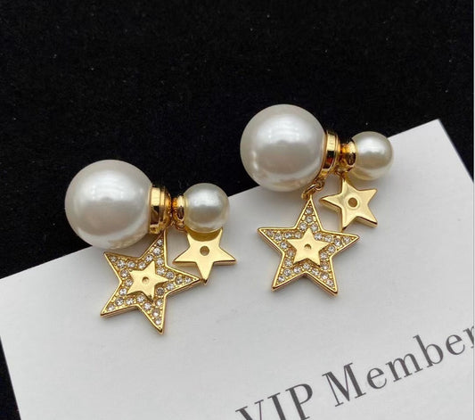 Aretes de Perla Minimalista con Estrella - Elegancia y Personalidad