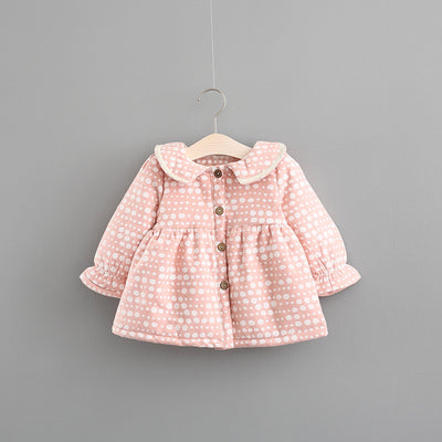 Vestido Infantil Otoño Invierno Princesa Coreana con Lunares y Cashmira - Image 7