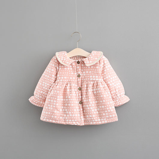 Vestido Infantil Otoño Invierno Princesa Coreana con Lunares y Cashmira - Image 7
