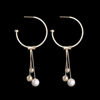 Aretes Geométricos de Plata 925 con Perlas y Borlas - Hipoalergénicos - Image 8