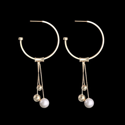 Aretes Geométricos de Plata 925 con Perlas y Borlas - Hipoalergénicos - Image 8