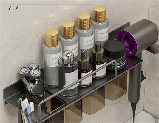 Organizador de Baño Mural 2 en 1 - Soporte para Secador y Cepillo de Dientes - Image 2