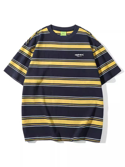 Camiseta Rayas Manga Corta Personalidad Fashion Hombre - Image 7