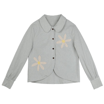 Blusa Larga Francesa de Diseño Independiente con Margaritas Pintadas a Mano - Image 21