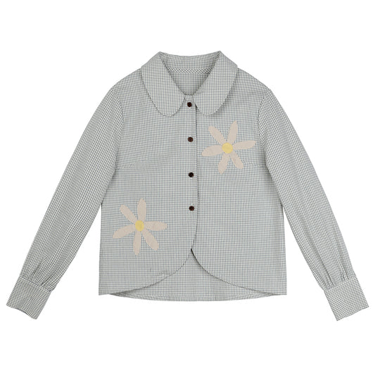 Blusa Larga Francesa de Diseño Independiente con Margaritas Pintadas a Mano - Image 21