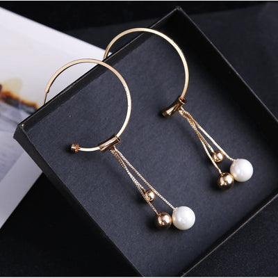 Aretes Geométricos de Plata 925 con Perlas y Borlas - Hipoalergénicos - Image 7