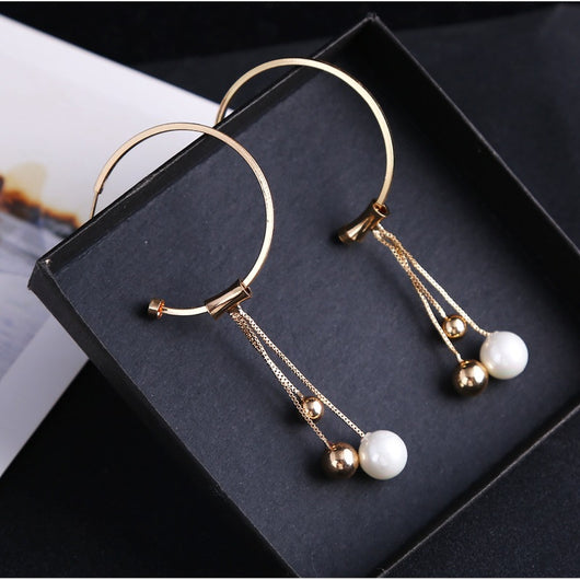 Aretes Geométricos de Plata 925 con Perlas y Borlas - Hipoalergénicos - Image 7