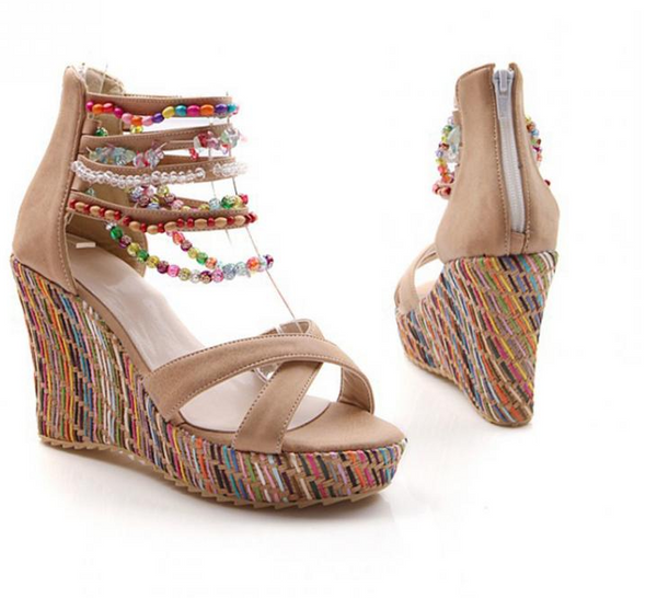 Sandalias Plataforma Bohemias Artesanales con Cuentas - Image 5