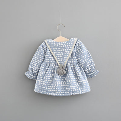 Vestido Infantil Otoño Invierno Princesa Coreana con Lunares y Cashmira - Image 2