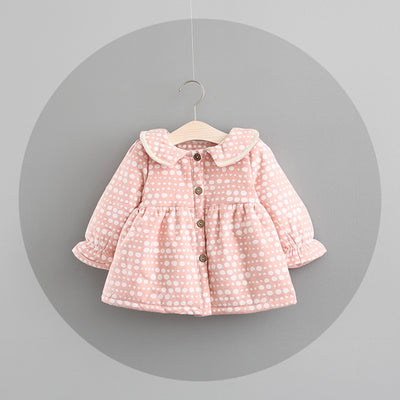 Vestido Infantil Otoño Invierno Princesa Coreana con Lunares y Cashmira - Image 5