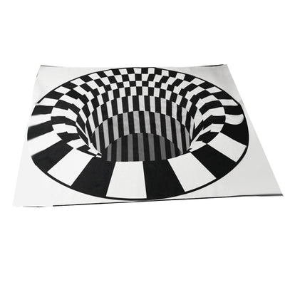 Tapete 3D Vértice Ilusión Óptica Rejilla Negro Blanco - Alfombra Antideslizante - Image 8