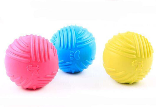 Sapphire blue TPR dog sound ball with a textured surface for teeth grinding and biting. - Image 7