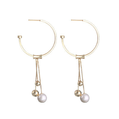 Aretes Geométricos de Plata 925 con Perlas y Borlas - Hipoalergénicos - Image 3