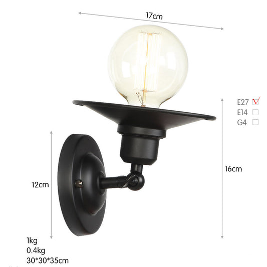 Lámpara de Pared Estilo Retro Industrial en Hierro Forjado