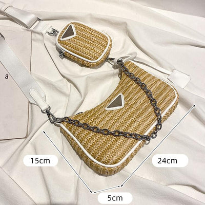 Bolsa de Paja Tejida 3 en 1 - Diseño Francés Minimalista para Verano - Image 7