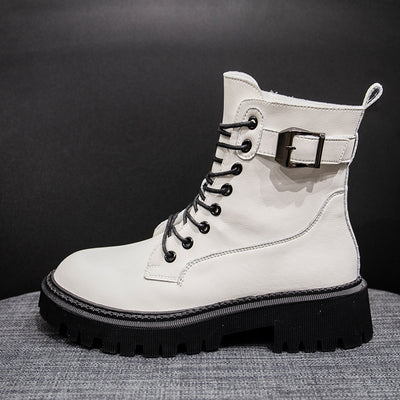 Botas Martin de Cachemira con Tacón Grueso y Tubo Medio en Lana - Image 5