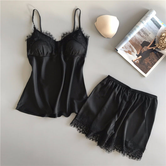 Conjunto de Pijama Seda Cinta Hielo para Mujer - Dos Piezas Loungewear - Image 15