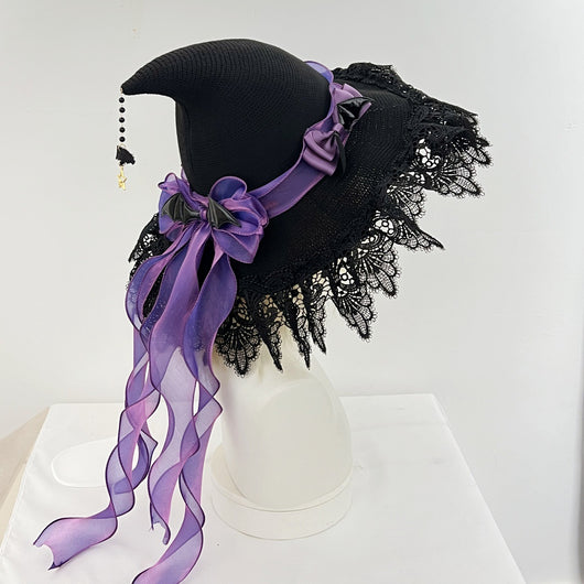 Sombrero Gótico Bruja Lolita de Encaje Hecho a Mano - Image 7