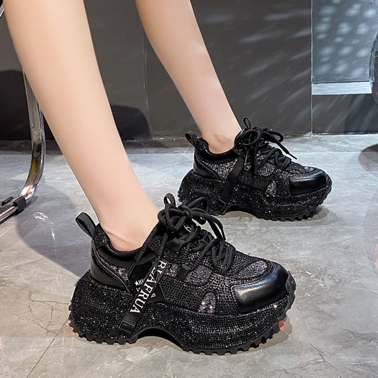 Tenis Deportivos Brillantes con Lentejuelas, Diseño Plateado y Rojo con Cristales - Image 28