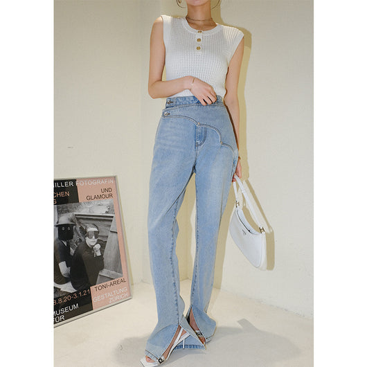 Jeans Slim Cintura Alta con Abertura Lateral - Algodón Premium Estilo Urbano - Image 10