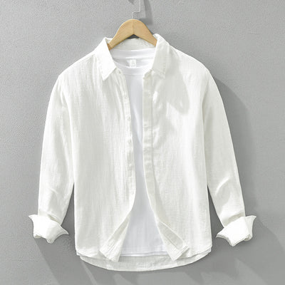 Camisa de Lino Suelta para Hombre - Estilo Casual Artístico de Manga Larga - Image 6