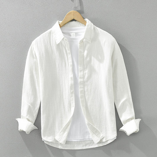 Camisa de Lino Suelta para Hombre - Estilo Casual Artístico de Manga Larga - Image 6