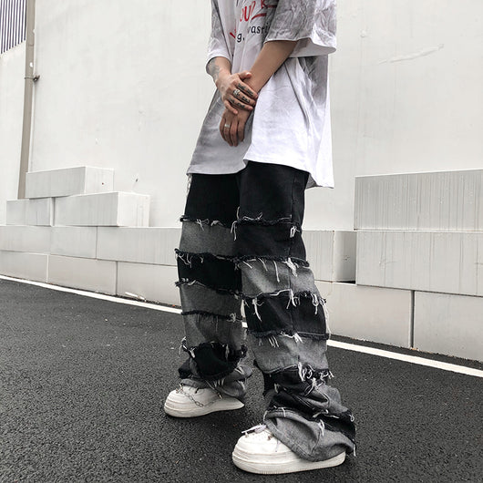 Jeans Hip Hop Estilo Relajado con Flecos Vintage - Image 3