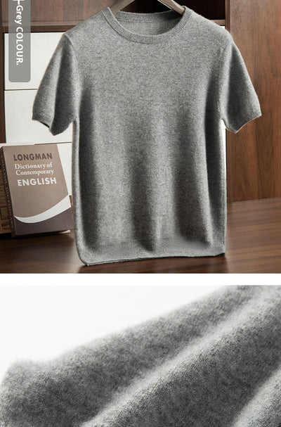 Suéter de Cachemira para Hombre Cuello Redondo Manga Corta - Image 16