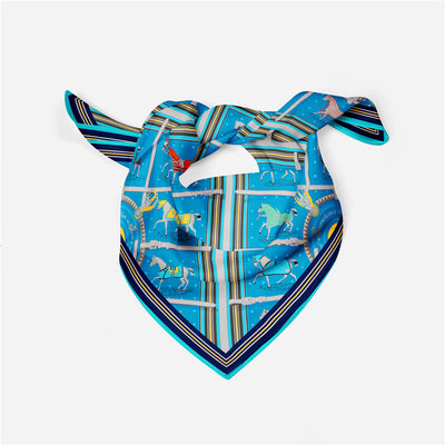Pañuelo de Seda Cuadrado 53cm Estampado Cuadros - Accesorio Versátil para Mujer - Image 9