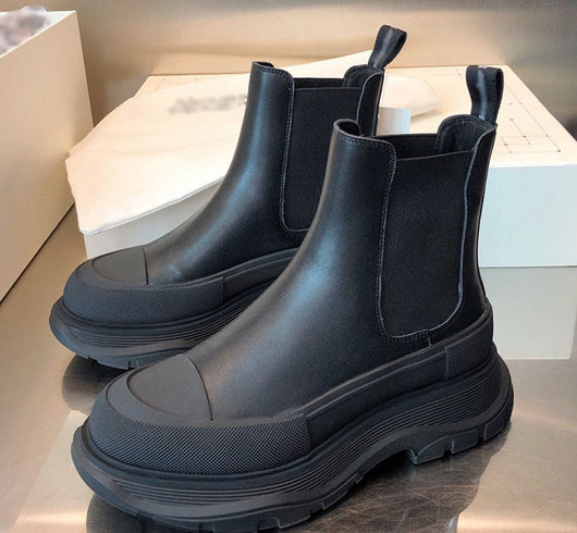 Botas Tobilleras de Cuero para Mujer con Plataforma