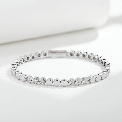 Pulsera de Moissanita Redonda Plateada en Oro - Diseño Burbuja Exclusivo para Mujer - Image 4