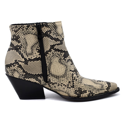 Botines Denim con Estampado Serpiente y Tacón Medio - Image 2