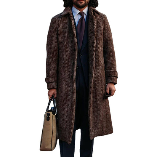 Abrigo de Lana Suelta Liso para Hombre - Image 11