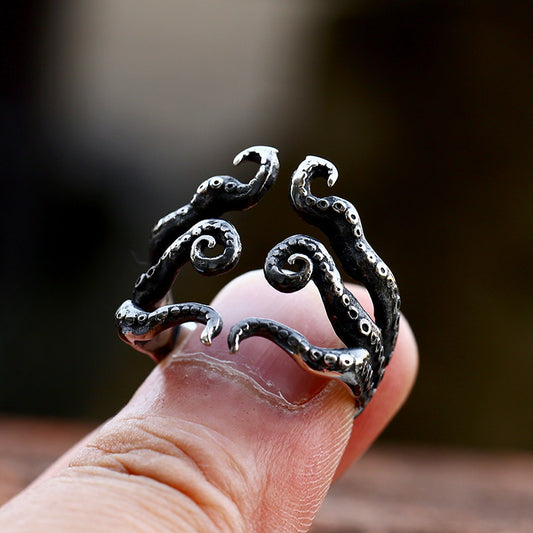 Anillo de Acero Inoxidable Personalizado para Hombre con Diseño Pulpo