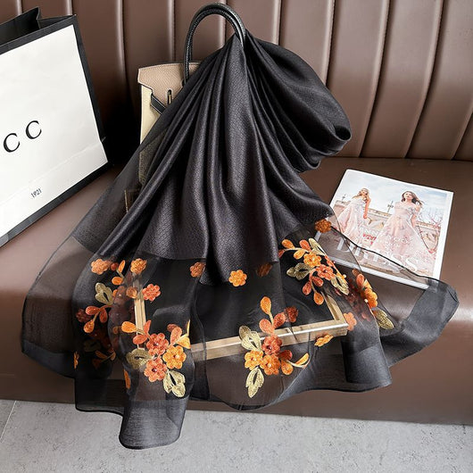 Pañuelo de Seda Bordado Largo para Otoño e Invierno - Image 3