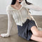 Cardigan Retro Cuello V Manga Larga Corto
