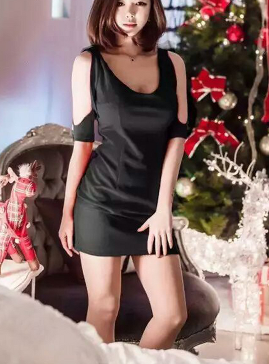 Vestido Mini Escotado al Hombro con Cintura Baja - Image 6