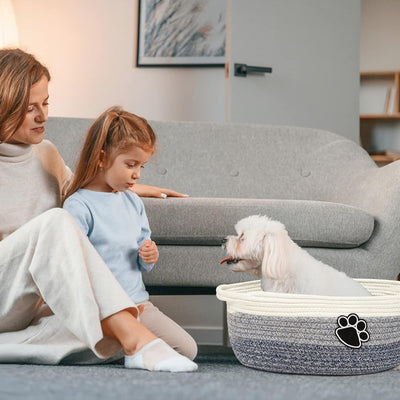 Canasta Tejida de Algodón Beige con Asa - Organizador Versátil para el Hogar - Image 20