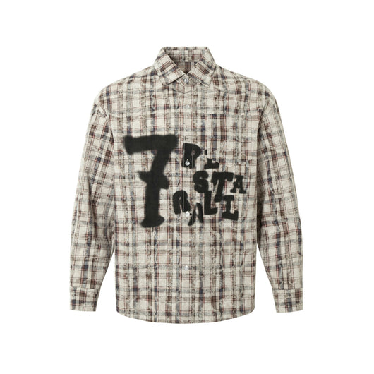 Camisa Cuadros Tie-dye Vintage Desgarrada Manga Larga Oversized - Image 2