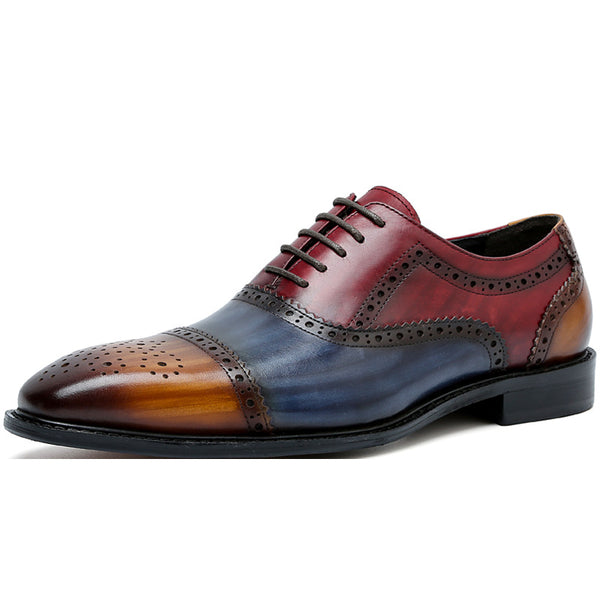 Zapatos de Cuero Genuino con Punta Afilada y Detalles Tallados
