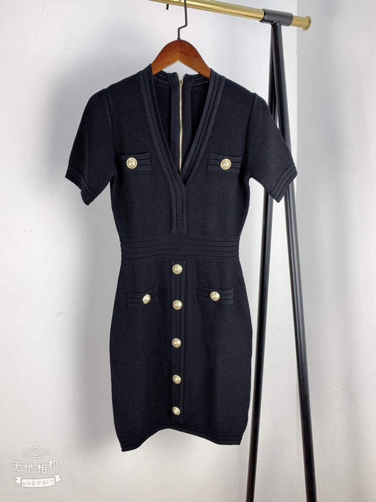 Vestido Ajustado de Punto con Manga Corta Realzador - Image 2