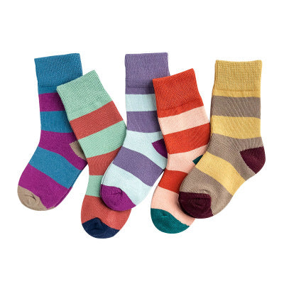 Calcetines de bebé de algodón con animales bordados y rayas coloridas - Image 16